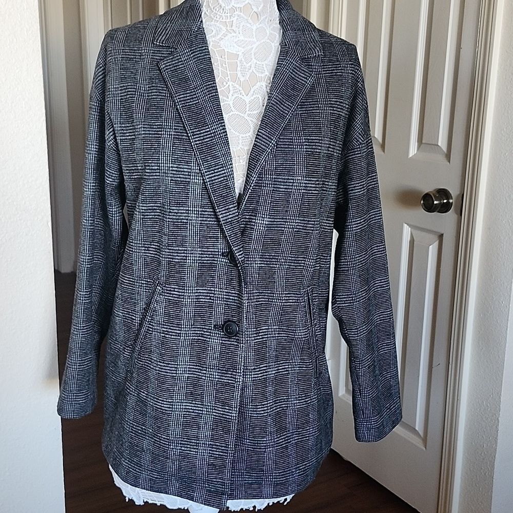 Madewell Gray Glen Plaid Tweed Jacket Preppy Corpcore Size M